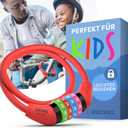 Bike Locks Cable for Kids - Colorful & Keyless - Secure Your Child's Bike - Easy-to-Use Bicycle Accessory, High Security 5 Digit Resettable Combination Coiling Bicycle Lock, Anti Theft (Red)