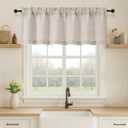 OVZME Valance for Windows, Light Filtering Faux Linen Textured Small Kitchen Valances for Windows, Dual Rod Pocket Farmhouse Short Curtain for Bathroom Basement, 52Wx18L inch, 1 Piece, Linen Color