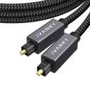 IVANKY Optical Audio Cable 15ft/4.5M Long Digital Audio Optical Cable for Soundbar, S/PDIF Toslink Fiber Optic Cord [Braided, Gold-Plated Connectors, CL3 Rated] for TV, Samsung, Xbox/PS4, Sonos-Grey