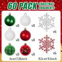 Christmas Tree Decorations Ornament Set, 60ct 2.36 Inches Red Green and White Shatterproof Christmas Ball Ornaments, Hanging Ball for Xmas Holiday Wedding Party Decor