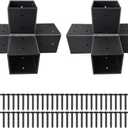 Pergola Brackets 4x4 Woodworks Pergola DIY Hardware Kit 4-Way Black Right Angle Corner Bracket for Extension Gazebo for 4x4 Inch(Actual 3.6x3.6 Inch Wooden Post, 2Pack