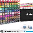 100 Colors Alcohol Markers Set, Dual Tips Blender Art Marker for Drawing, Permanent Sketch Markers for adult coloring, Alcohol Based, Adults Coloring and Artist Illustration.(BRUSH TIP)