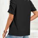 Dokotoo Women's Hollow Pleated Short Sleeves Square Neck Casual Loose Solid Color Knit T Shirts Tops Blouses (M)