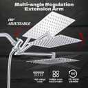 10 Inch Shower Head, Rain Shower Head with Adustable Extension Arm, Detachable Rain Shower Head with Handheld spray High Pressure Shower Hose with Holder in Bathroom (Silver)