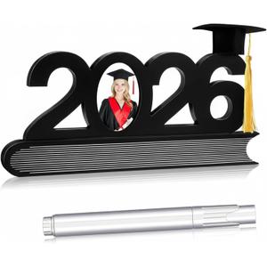 2 x Capoda 2026 Graduation Signature Picture Frame Wooden DIY Graduation Photo Frame with White Ink Marker and Mini Grad Hat Class of 2026 Gifts for Boys Girls Son Daughter