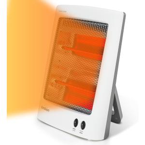 Infrared Heater, Portable Electric Heater, Space Heater for Indoor Use, Radiant Heat for Home Office, Two Heat Settings with Foldable Holder, Overheat and Tip-over Protection (White)