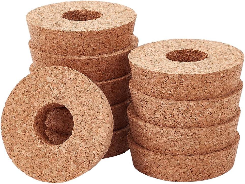 OLYCRAFT 10Pcs Cork Lids for Glass Planter 2.9-3.1 Inch Plant Corks with Center Hole Cork Stoppers for Hydroponic Plant Hydroponic Vase Lids Cork Replacement for Hydroponics Growing Vases