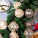 12 PCS Christmas Ornaments Set, 3.15-Inch Glitter Christmas Hanging Balls, Decorative Hanging Ornament Decorations, Xmas Shatterproof Plastic Balls for Holiday Party Wreath Garlands Trees, Beige (Champagne)