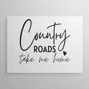 Country Roads Take Me Home - Vintage Aesthetic Rustic farmhouse Style Wall art,Canvas Print,Kitchen, Bar, Club,bedroom,Hallway,Home Decor poster,Lovers Gifts.16x12 inch,NO Framed.