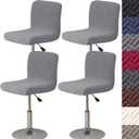 HFCNMY Bar Stool Covers with Backs,4 Pack Stretch Bar Stool Chair Covers, Jacquard Bar Stool Covers, Washable Bar Chair Covers Swivel Barstool Covers Slipcovers with Back Gray