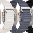 Alpine Loop Bands - Compatible with Apple Watch Ultra 2 Band 49mm 46mm 45mm 44mm 42mm 41mm 40mm 38mm Men Women, Adjustable Metal G-Hook Stretchy Elastic Nylon Sport Strap for iWatch Series SE/10/9/8/7/6/5/4/3, 3 Pack