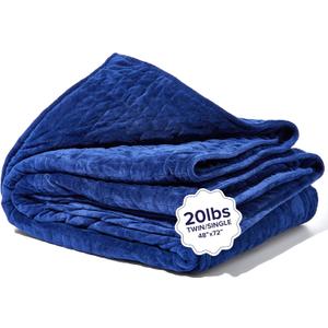 Gravity Weighted Blankets for Adults, 20lbs Navy (48" x 72", Twin/Single) - Heavy Comfort Cotton Blanket with Glass Beads - Utra-Soft Premium Breathable Microfiber Duvet Cover - Machine Washable