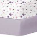 Little Grape Land Crib Sheets for Boys and Girls, 2pk Baby Crib Fitted Sheet for Standard Size Crib and Toddler Mattress, Super Soft Baby Sheet (Purple Butterfly)