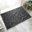 Grey Leaves Outdoor Indoor Entrance Doormats, Absorbent Durable Heavy Duty Welcome Front Door Mat,Thick Natural Rubber Back,Easy Clean Entryway Mat 23x35 Inch, Low Profile