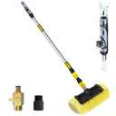 LAANPOLE 12FT Car Wash Brush with Long Handle, Car Cleaning Brush with 12 Inch Soft Bristle and Soap Dispenser, Solar Panels Cleaner with Telescoping Pole for RV, Truck, Boat, House Siding, Yellow