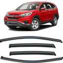 Window Visors for 2012-2016 Honda CRV CR-V, Rain Guards Shields Vent Deflector Shade Dark Smoke 2013 2014 2015 12 13 14 15 16, Tape-On, 4PCS