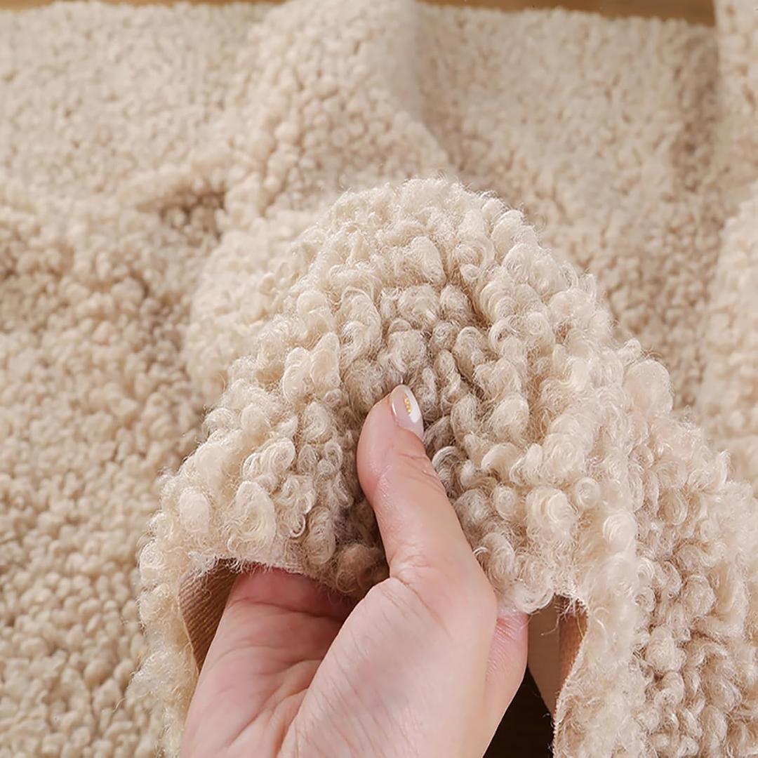 Long Pile Sherpa Fleece Fabric for Crafts 63x19in 160x50cm Faux Fur Lining Fabric Lambskin Thermal Lined Material for DIY Plush Coat Decorations Coat Hat Gloves pet House(Color:Off White)