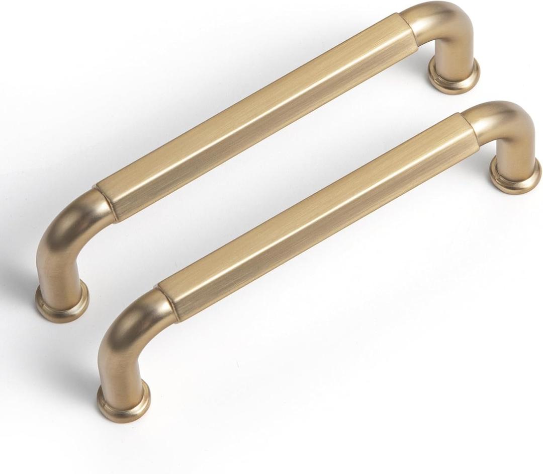 Goo-Ki 6 Pack 3-3/4 Inch 96mm Hole Center Cabinet Pulls Champagne Bronze Zinc Alloy Kitchen Drawer Pulls Drawer Handles 4.2 Inch Length 2201-UBR-96