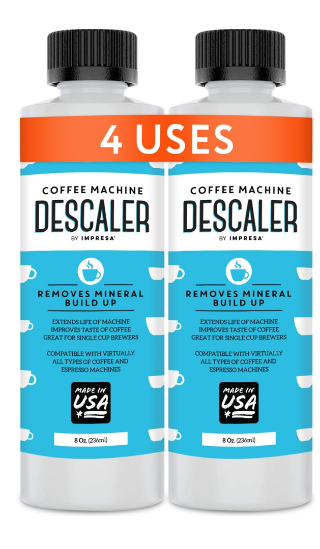 Descaler (2 Pack, 2 Uses Per Bottle) - Made in the USA - Universal Descaling Solution for Keurig, Nespresso, Delonghi and All Single Use Coffee and Espresso Machines