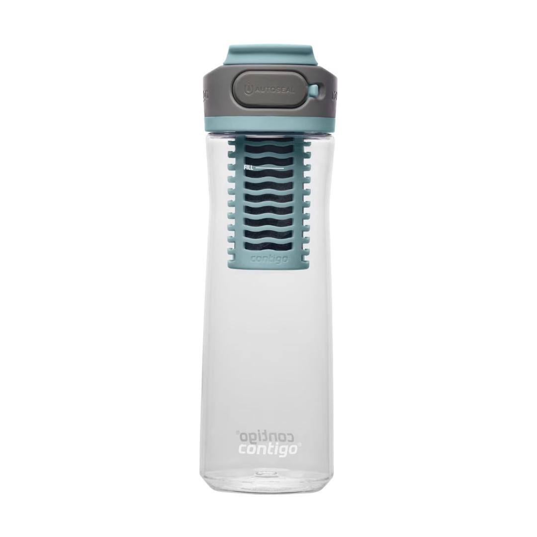 Contigo Clybourn Plastic FreeFlow Filter Water Bottle with AUTOSEAL Lid 24 oz., Dark Ice, with Replacable Filter