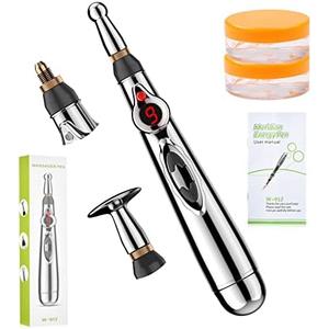 UYGHHK 3-in-1 Massage Acupuncture Pen, Electronic Pain Relief Therapy, Meridian Energy Massager Pen Self Massage Tools Muscle Healing with Massaging Gel