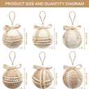 RoseCraft 12PCS Christmas Ball Ornaments, 3.14"/80MM Boho Shatterproof Linen Ornaments for Christmas Tree Hanging Decorations, for Home Rustic Party Farmhouse Xmas Decor.