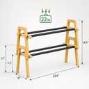 2-Tier Bamboo Shoe Rack Stackable, Shoe Organizer for Entryway and Closet, Modular Small Shoe Storage Shelf, Space-Saving Free Standing, Holds 8-10 Pairs of Shoes, Natural