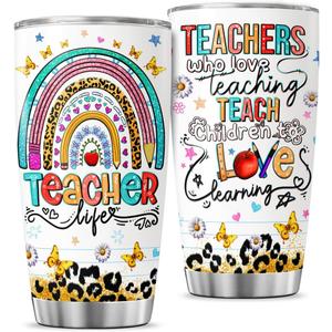 Teachers Teaching Teach, Tumbler 20 Oz With Lid And Straw, Teacher Gifts, Appreciation Gift Tumblers Coffee Cups Pack For Steel Women Music Stainless