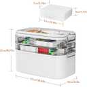 NiHome Home & Travel 4-Tier Medicine Storage Box with Portable Pill Case, Durable Adjustable Compartments, Moisture-Resistant Lid, Secure Handles for Pill Organization, Vitamins, Supplements (White)