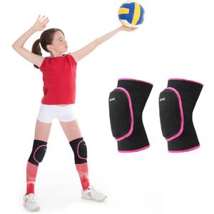 ONTYZZ Kids Knee Pads with Thicken Sponge Padding Breathable Stretchy Cotton Knee Pads Soft Knee Pads Guards Protective for Roller Skateboard Bike Scooter Outdoor Sports (Small, Black-Pink)