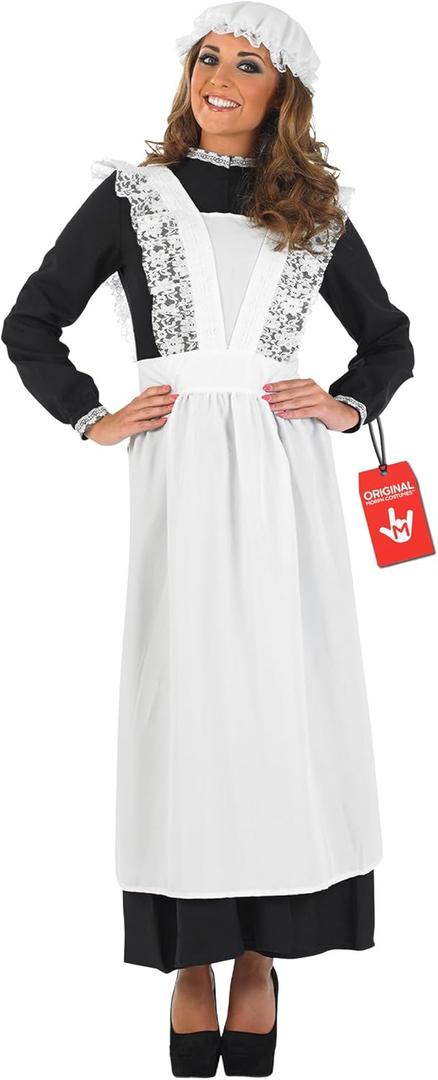 fun shack Victorian Maid Costume, Long Sleeve Dress for Women, Elegant Maid Outfit, Classic Victorian Style (Medium)