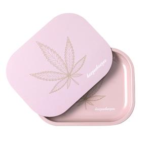 Cute Pink Rolling Tray, Small Mini Tray, High Quality Metal Tray with Soft PVC Magnetic Lid, Perfect Storage for Home or Travel 7" x 5.5"