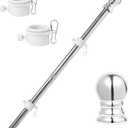 Flag Pole Kit 5ft Flag Pole for Outside House, Flag Poles with Tangle Free Flag Pole Rings for 3x5 American Flag Mounting Bracket Stainless Steel Heavy Duty for Yard Truck Boat(Without Bracket)