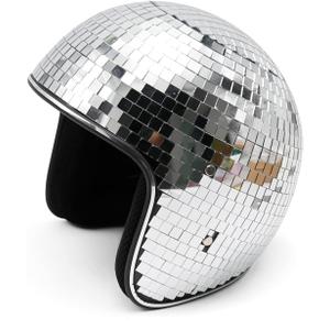 Disco Ball Helmet with Retractable Visor, Disco Helmet Glitter Mirror Glass Disco Ball Hat for Women Men DJ Club Stage Bar Party Wedding