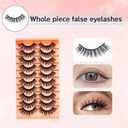 Wispy Lashes 10 Pairs - 3D Volume False Eyelashes Natural Look with Thin Cotton Band, 13mm Soft Flared Cat Eye Lashes, Mink Self Adhesive Fake Eyelashes Strips for Daily Effortless Makeup