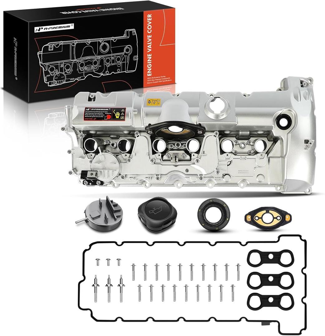 A-Premium Upgraded Aluminum Engine Valve Cover Kit - Compatible with BMW (E60 E70 E82 E83 E84 E89 E90 E92) Model - 2007-2013 - 2.5L 3.0L - 125i 128i 130i 323i 325i 328i 525i 528i 530i X1 X3 X5 Z4