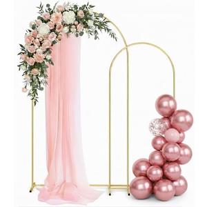 Metal Arch Backdrop Stand, 7.2FT+6FT Gold Wedding Arch Frame, Set of 2 Wedding Arch Backdrop Stand, Balloon Arch Stand for Wedding, Birthday, Party, Baby Shower & Graduation Décor