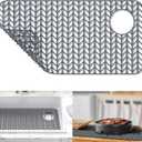 AWOKE Sink Protectors - 28.6"x 14.5" Heat-resistant Silicone Sink Mat - Easy-clean - Protects Stainless Steel - Right & Left Drain (Grey)