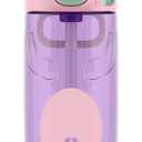 Ello Ellies 16oz Plastic Kids Water Bottle with Straw and Built-in Carrying Handle and Leak-Proof Locking Lid for School backpack, Lunchbox and Outdoor Sports, Cat