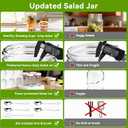 9PCS Salad Meal Prep Containers, 32oz Large Glass Salad Jars with Lids Meal Prep with 4 Forks, Leakproof Salad Container for Lunch with Separate Wet/Dry Dressing Cups for Home, Office and Outdoor