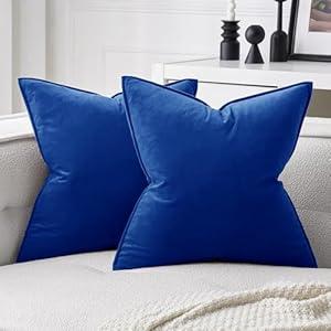 MIULEE Pack of 2 Royal Blue Decorative Velvet Throw Pillow Covers Soft Pillowcases Spring Solid Square Cushion Case for Sofa Bedroom Car 20x20 Inch
