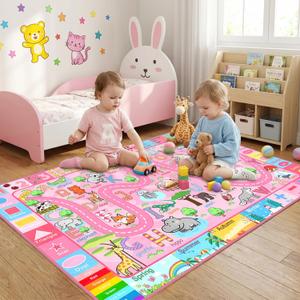 2.5x4 ft ABC Rug for Kids Room Nursery Classroom Rug, Kids Rugs for Playroom Bedroom, Boys Girls Non-Slip Educational Play Mat with Alphabet Numbers Animals Shapes Seasons