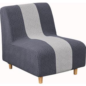 Lavish Cover Stretchy Jacquard Armless Chair Slipcover Accent Chair Cover for Living Room Chairs and Slipper Chairs(BlueGray+LightGrey, Jacquard) (1pc)