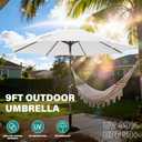 9FT Solar-Powered LED Patio Umbrella with Tilt Crank,Outdoor Market Umbrella with 32 Lights,Sunshade for Deck, Garden and Pool