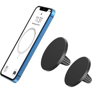 TechMatte for Magsafe Car Mount, Magnetic Air Vent Phone Holder for Car Compatible with iPhone 16 15 14 13 12 Pro Max Plus Mini & MagSafe Case, Portable Electronic Device Mount (2 Pieces, Black)