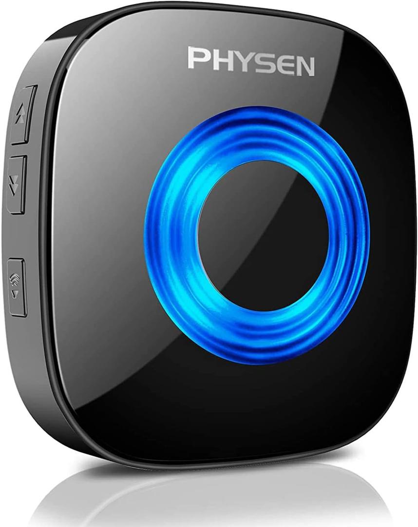 PHYSEN Wireless Doorbell Receiver, Plug-in Door Bell Receiver, 1300-feet Range, 58 Chimes Optional, 5 Level Volume with Mute Mode, LED Indicator, (ONLY for PHYSEN Doorbell Transmitters) (Black)
