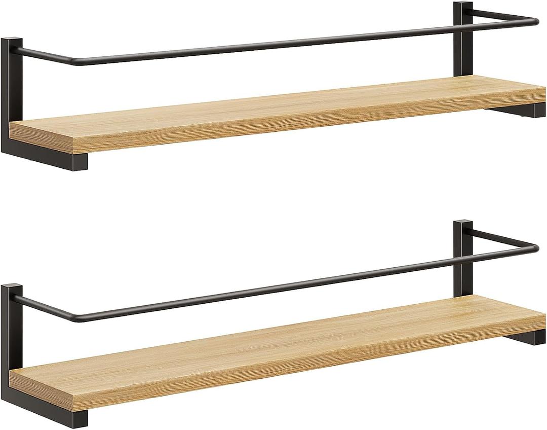 OROPY Wooden Spice Rack Wall Mounted, Over the Stove, Kitchen Wall, 2 Pack