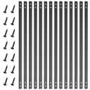 61Pack 29 Inch Flat Deck Railing Balusters with Screws, Black Iron Outdoor Decking Railings, Straight Metal Deck Spindles, Heavy Duty Balcony & Porch Railing Parts