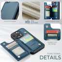 Compatible with iPhone 14 Pro Max Wallet Case with Card Holder RFID Blocking for Women Men, Double Magnetic Clasp Kickstand Shockproof Phone Case Fit for iPhone 14 Pro Max, Blue