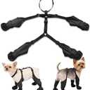 Varku Dog Suspender Boots,Waterproof Dog Leggings Winter Boots with Non-Slip&Dirty Sole,Adjustable Strap,Black Polyester All-Season Outdoor Protection